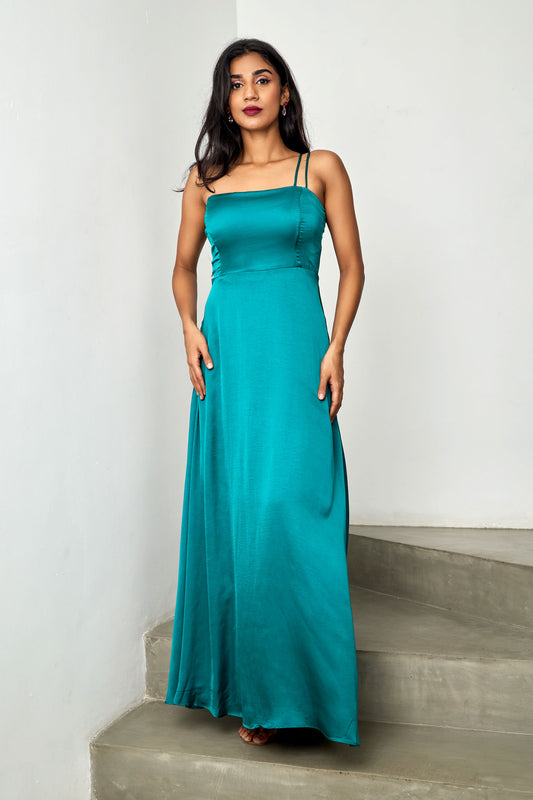 Arella Green Double Strap Maxi Dress