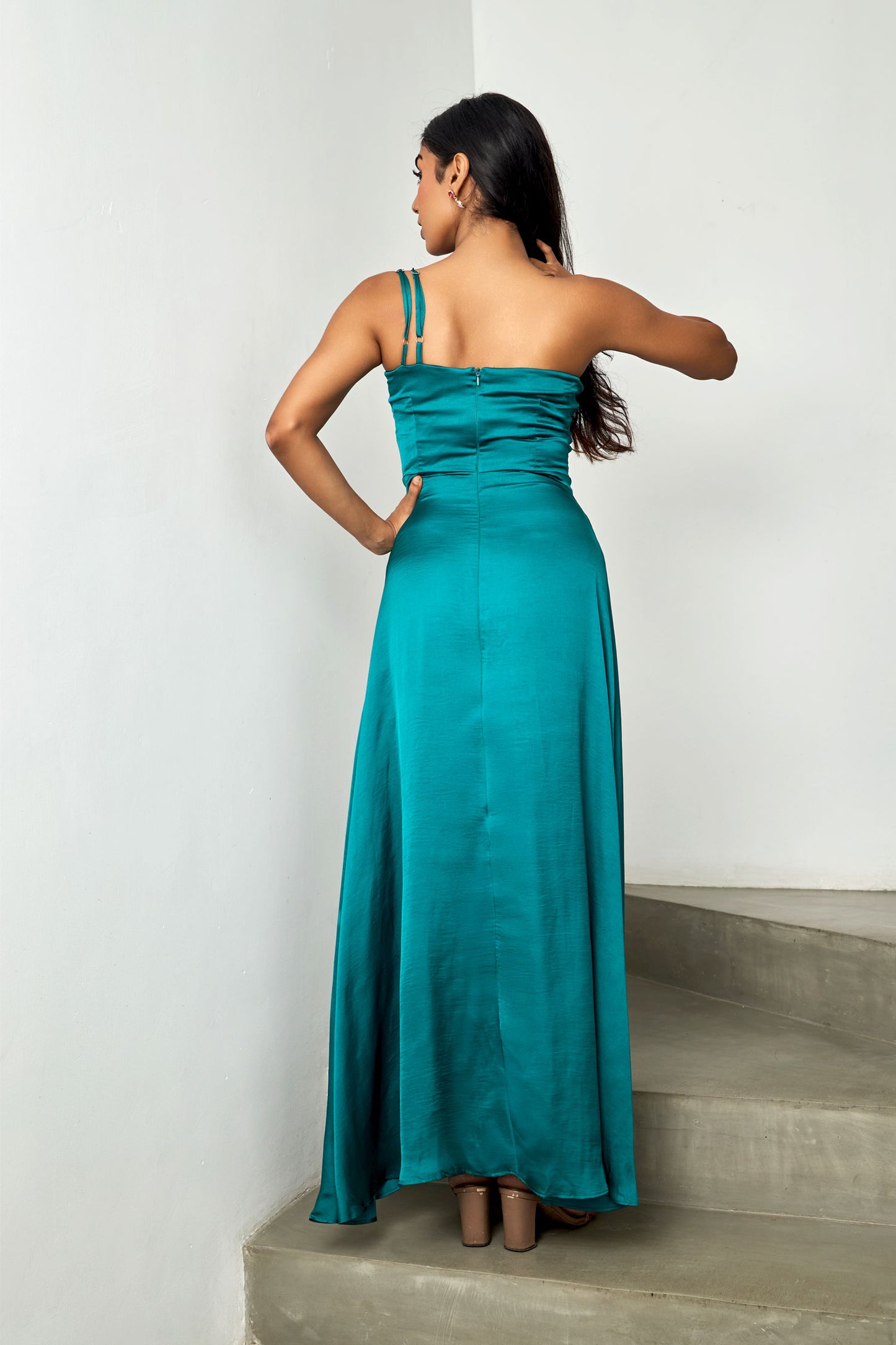 Arella Green Double Strap Maxi Dress