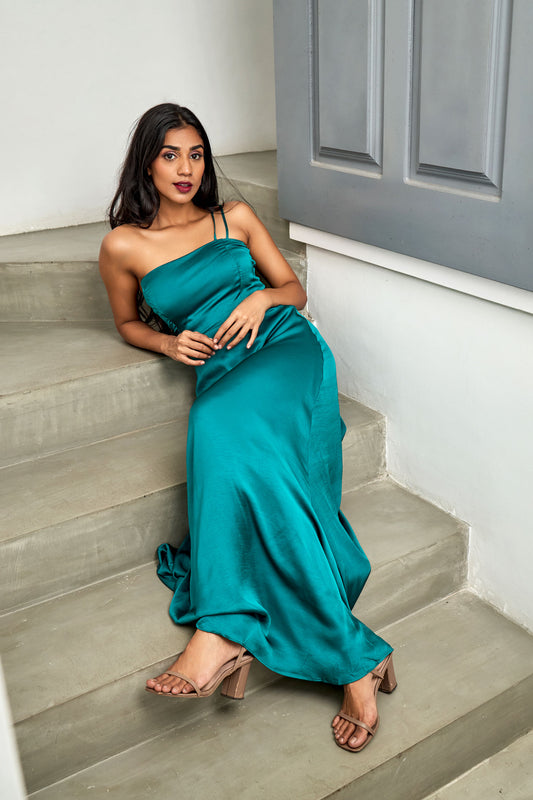 Arella Green Double Strap Maxi Dress