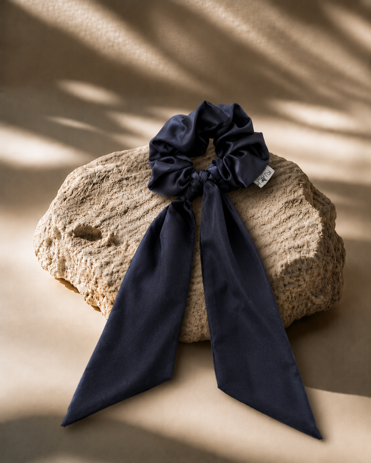 CHARCOAL BLUE SCARF SCRUNCHIE