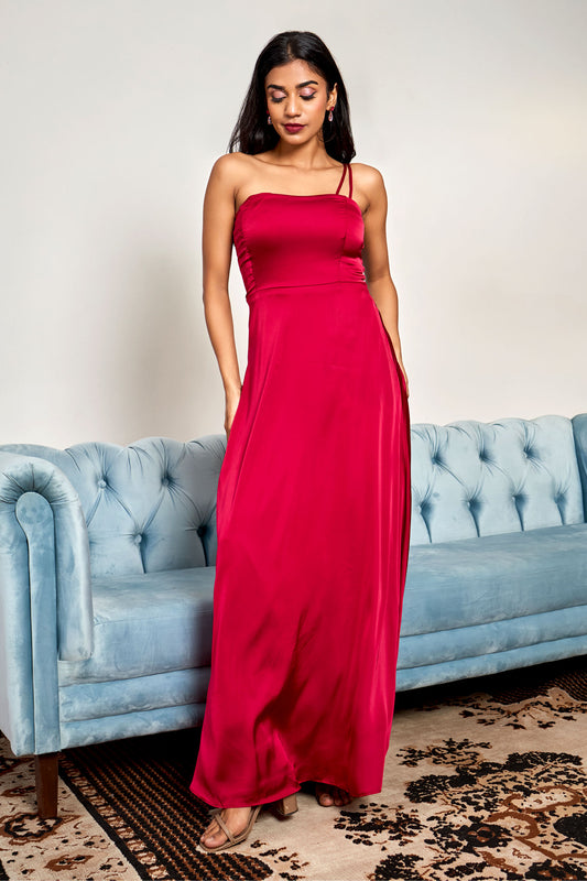 Arella Red Double Strap Maxi Dress