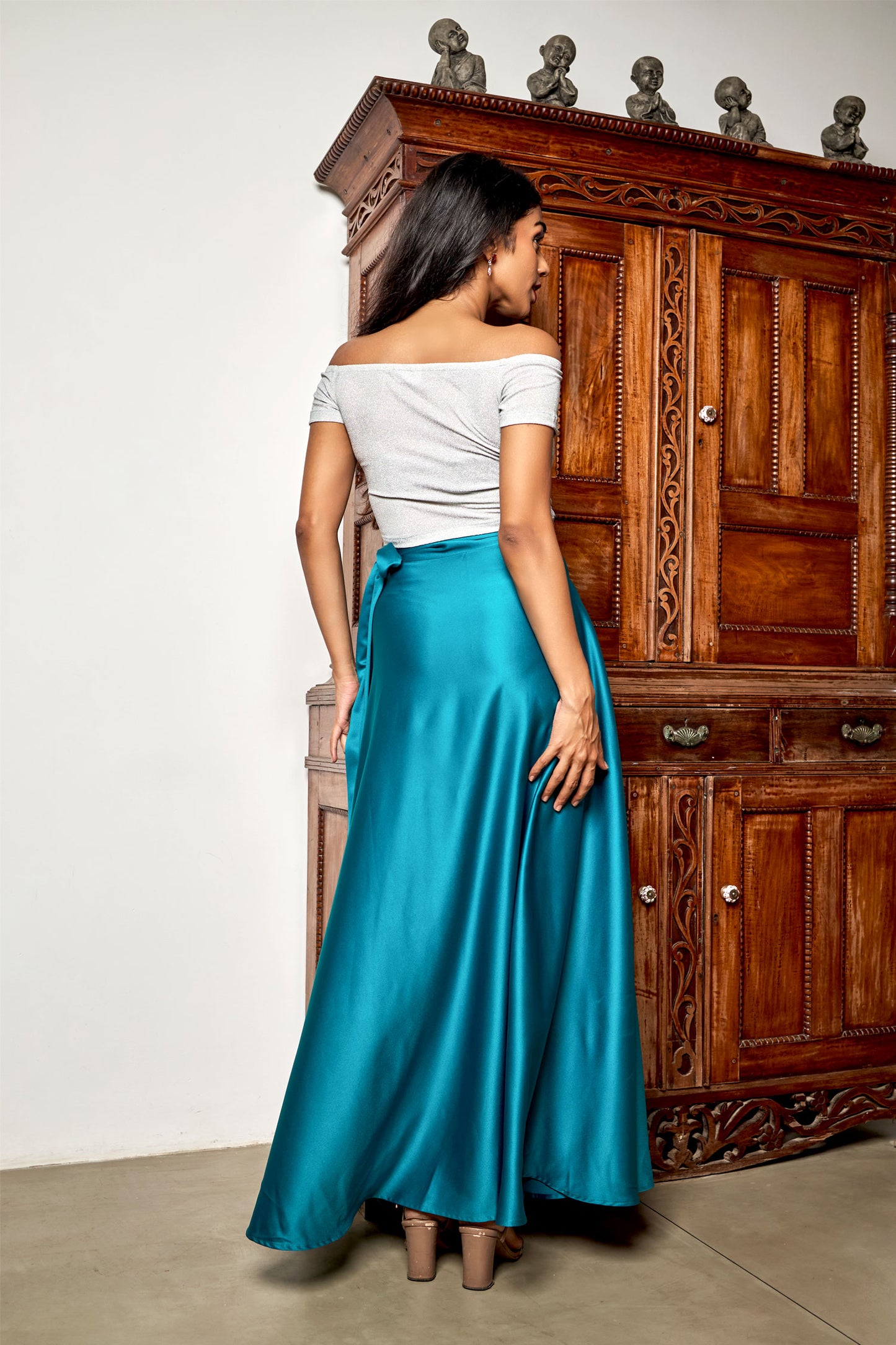 Zorian Green Wrap Maxi Skirt