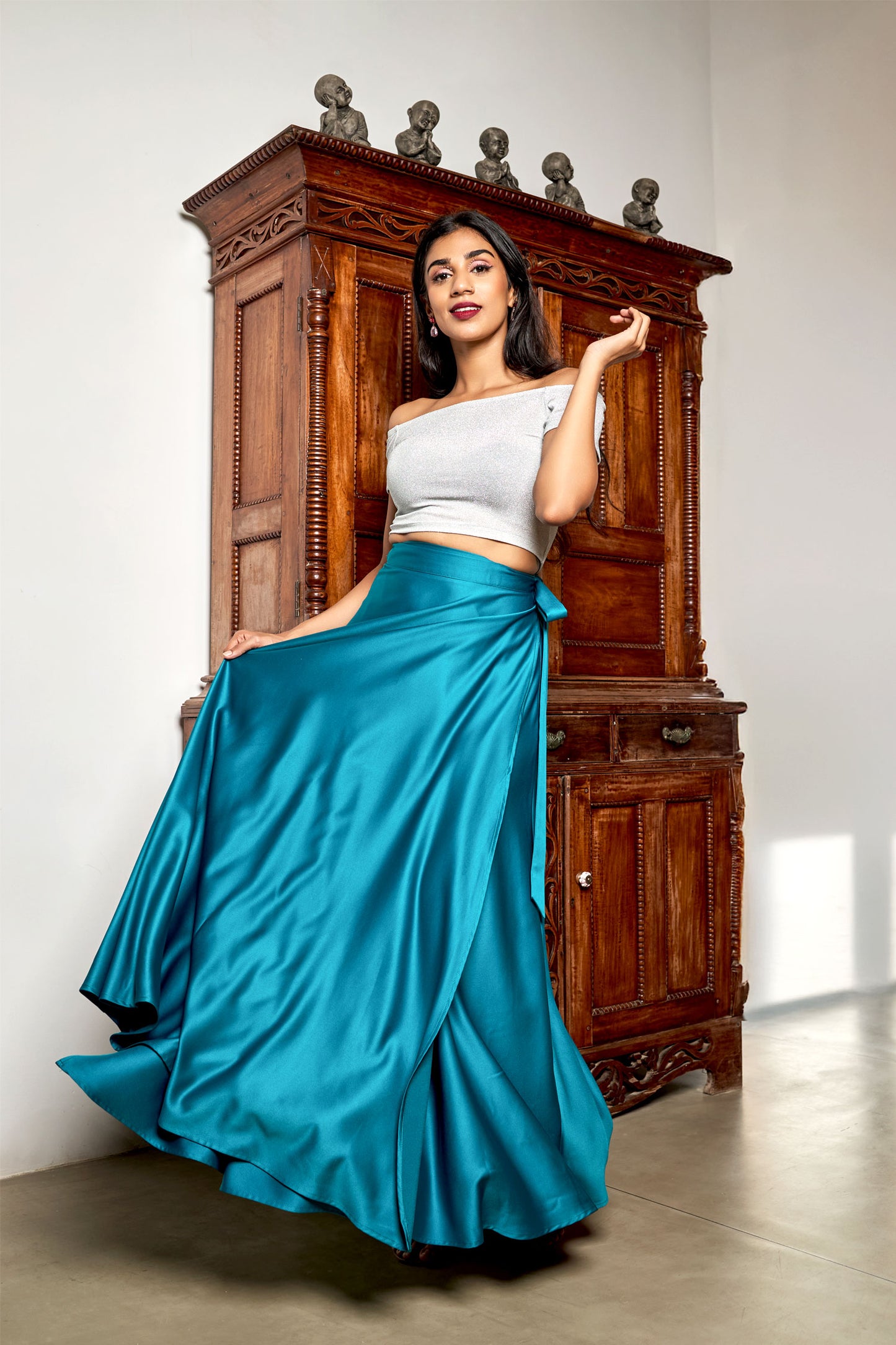 Zorian Green Wrap Maxi Skirt